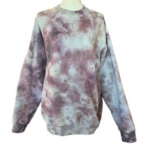 Bleach Tie-Dye Crewneck Sweatshirt Gray Purple Size Large